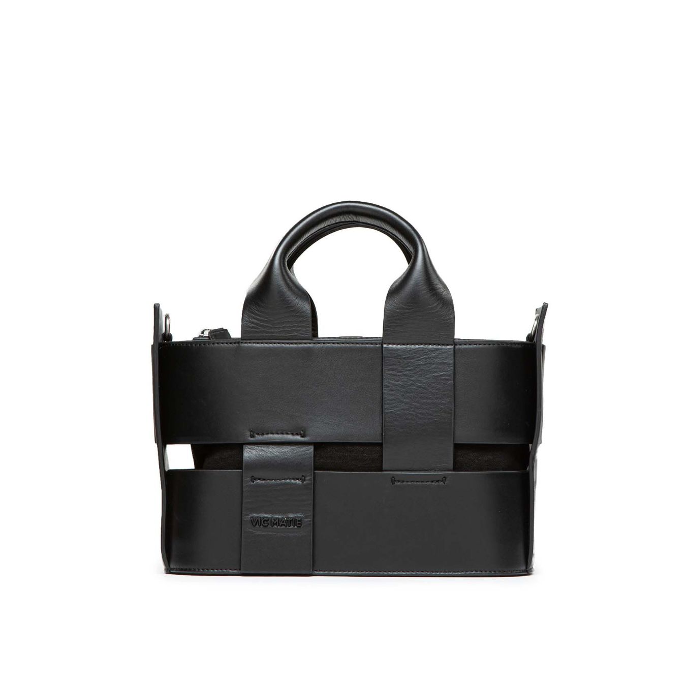 shopper con tracolla  in pelle nera 