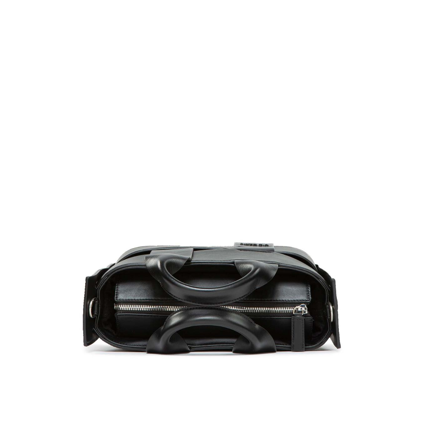 shopper con tracolla  in pelle nera 