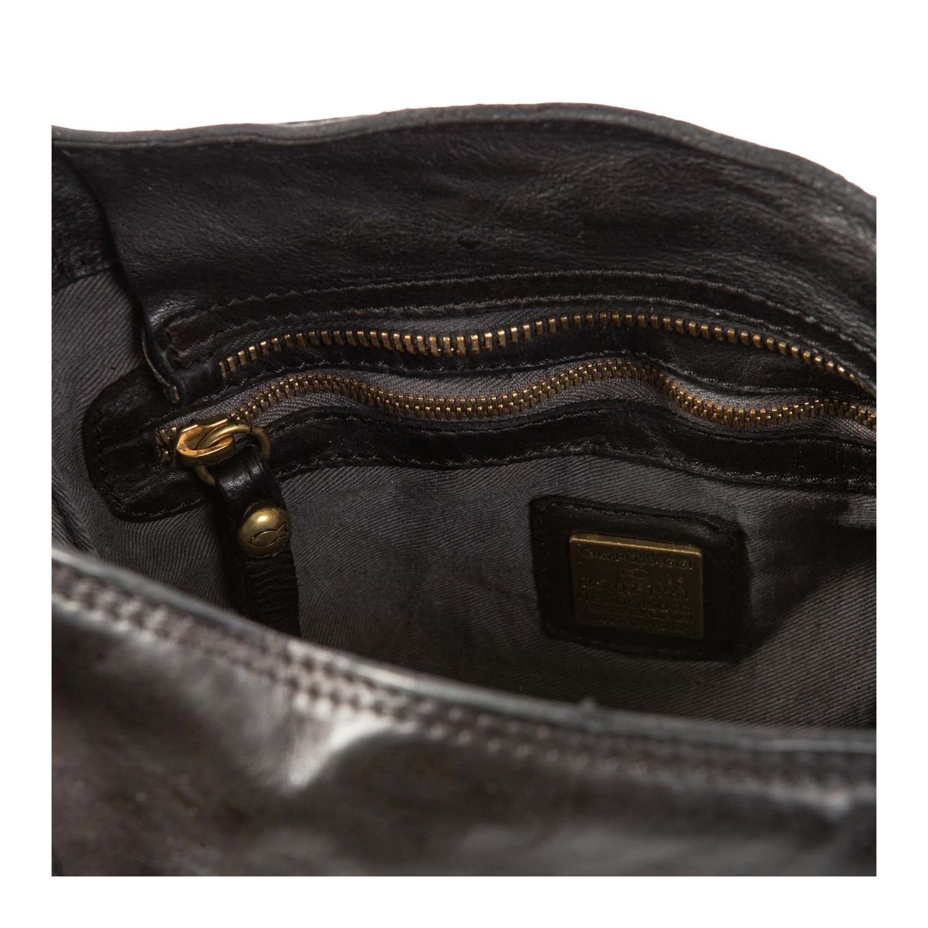 shopper VIOLA con borchie in pelle nera interno