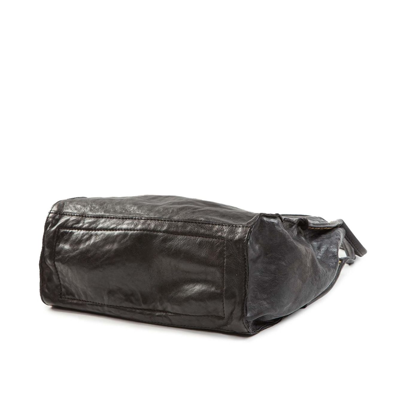 shopper VIOLA con borchie in pelle nera  sotto
