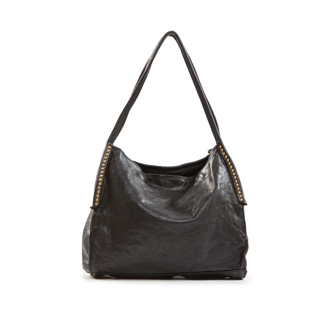 shopper VIOLA con borchie in pelle nera 