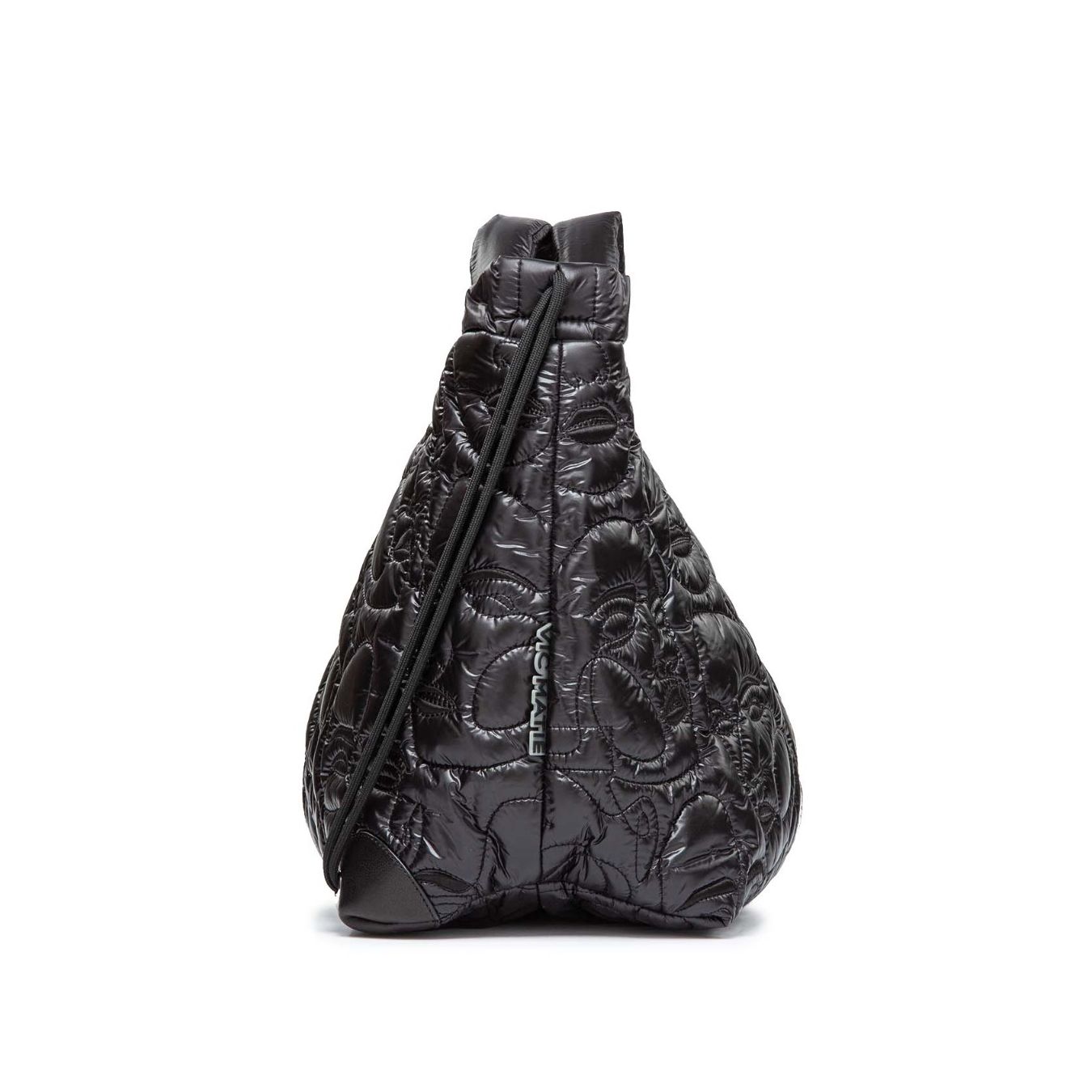 shopper in tessuto nero con viso stilizzato