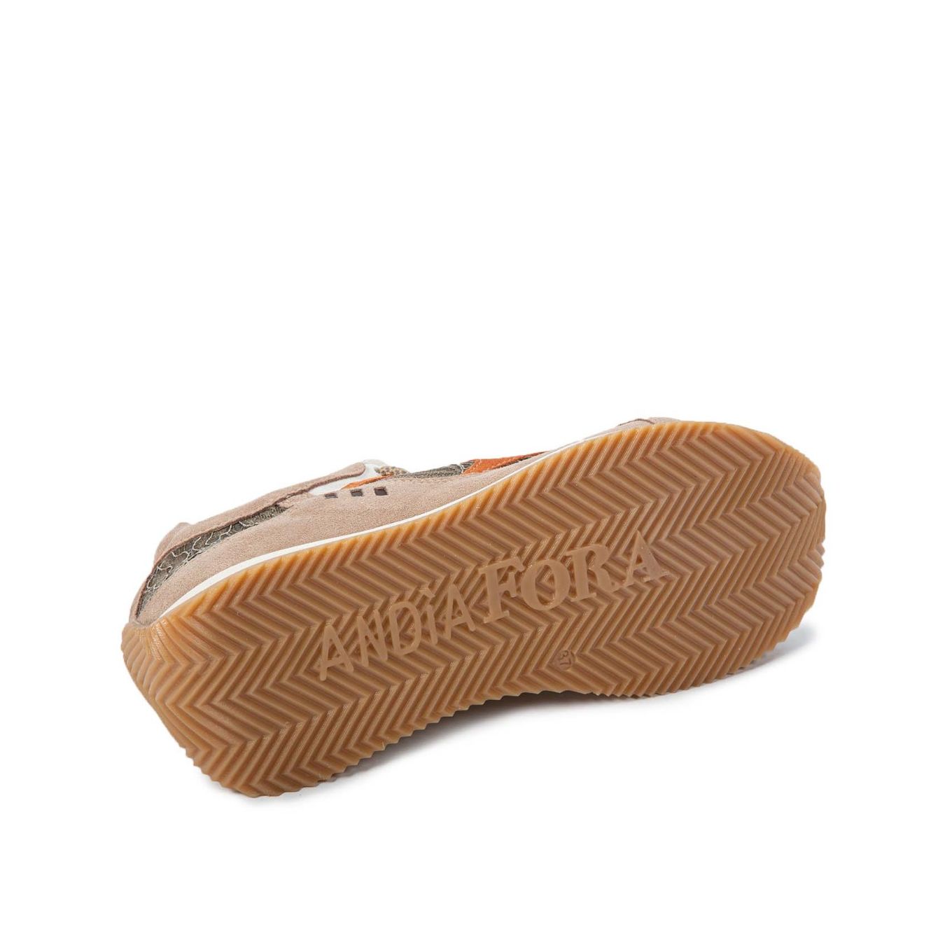 sneakers HOTY FLOWERS in camoscio tortora suola