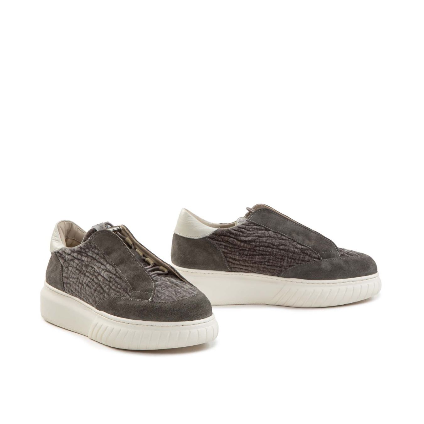 sneakers IVOR in suede grigio lato