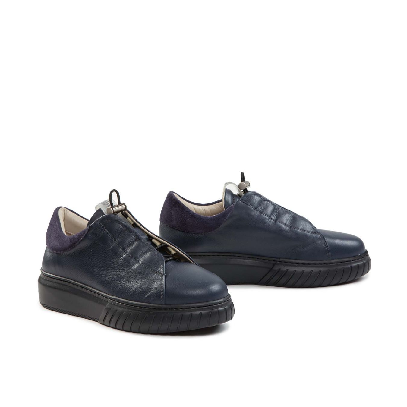 sneakers LIBI CUT in pelle blu  lato