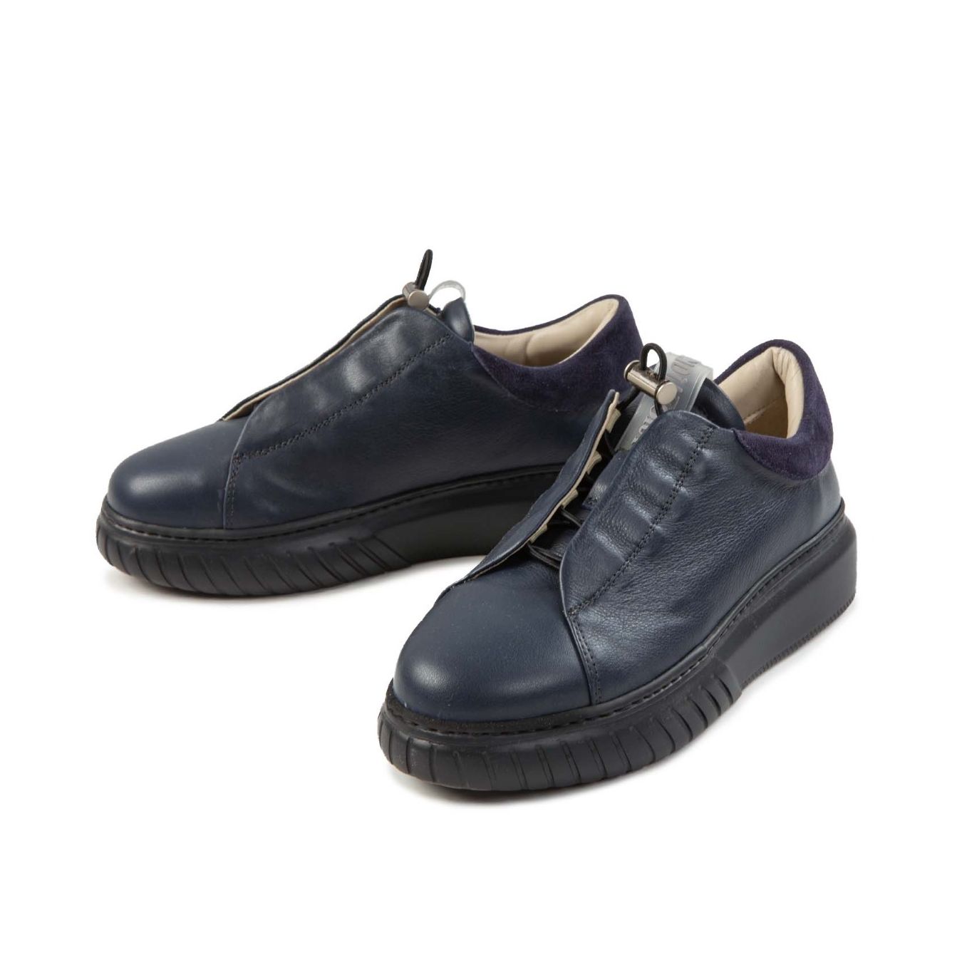 sneakers LIBI CUT in pelle blu sopra