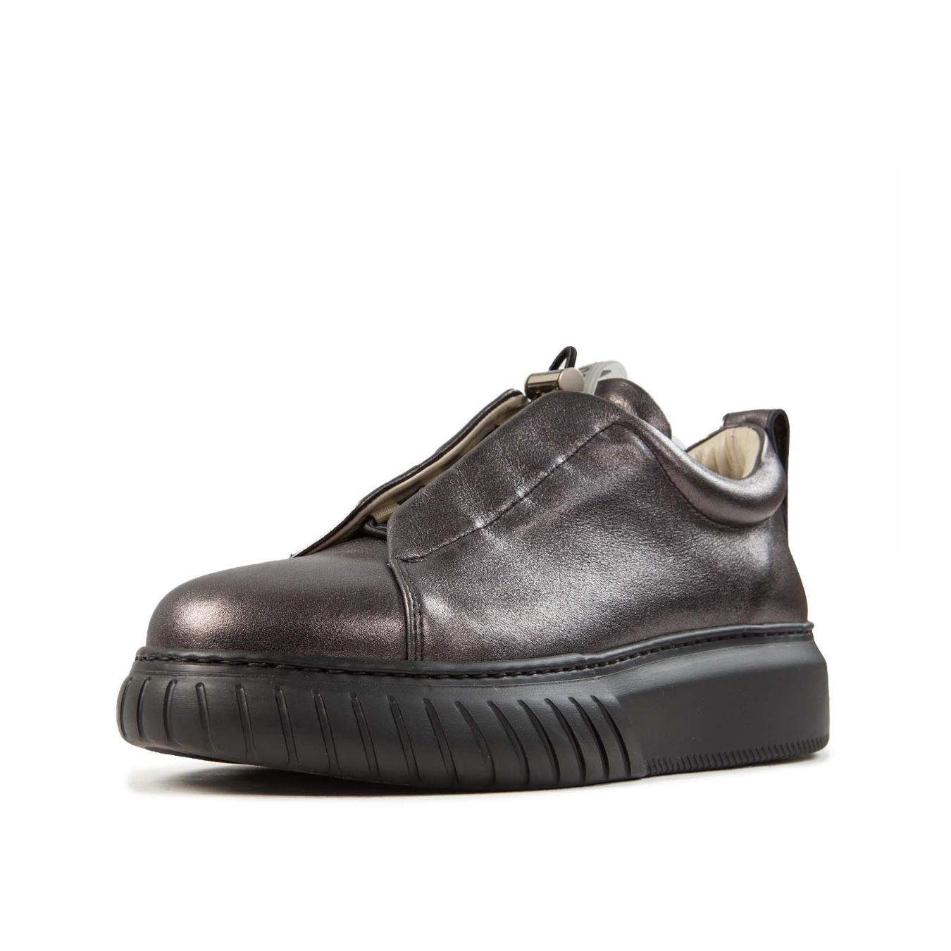 sneakers LIBI in pelle laminata antracite  lato