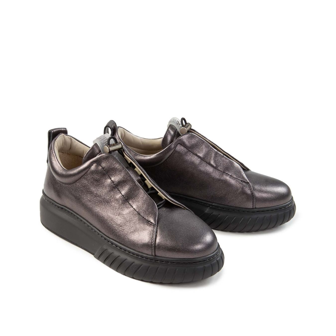 sneakers LIBI in pelle laminata antracite  profilo