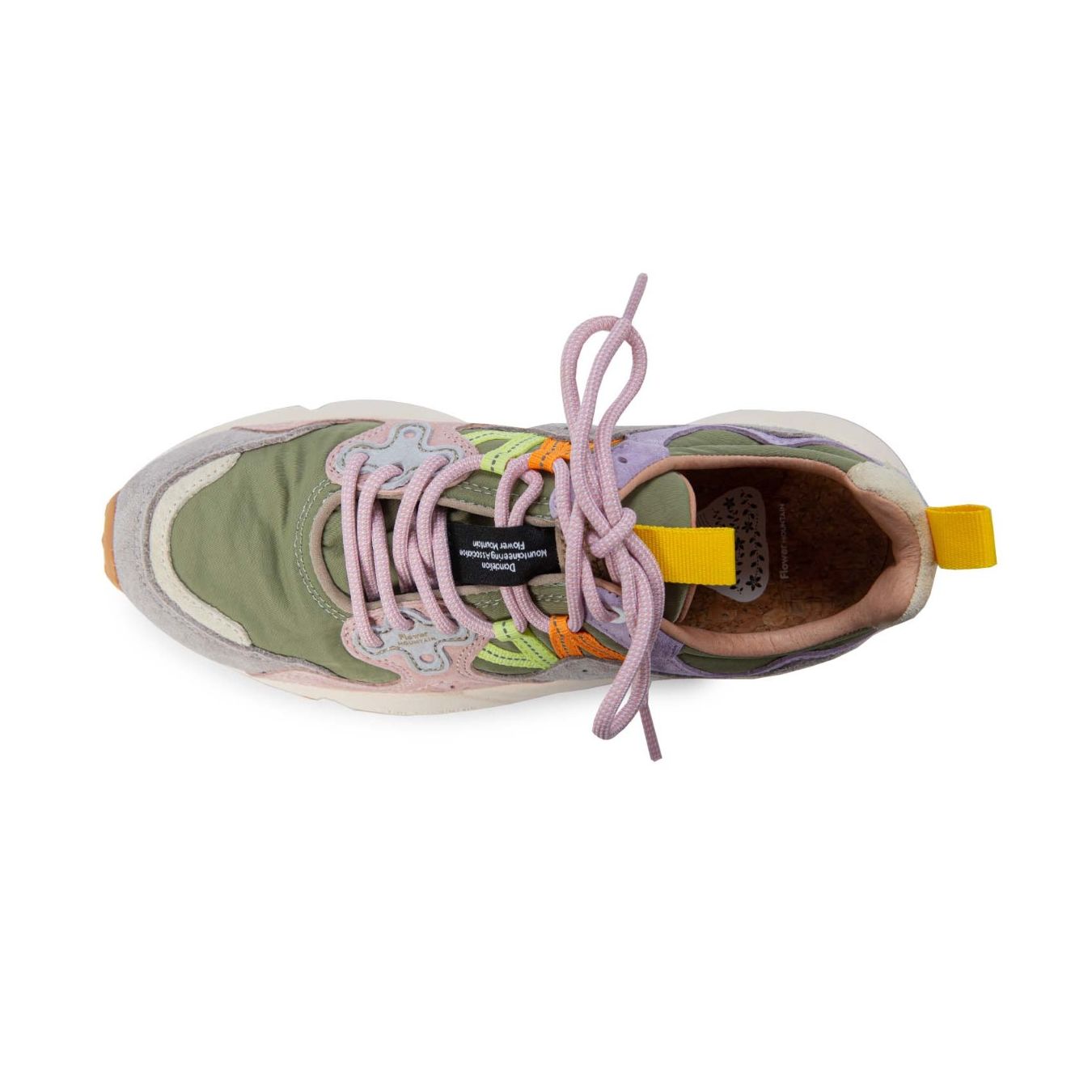 flower mountain sneakers YAMANO con inserti verde militare  sopra