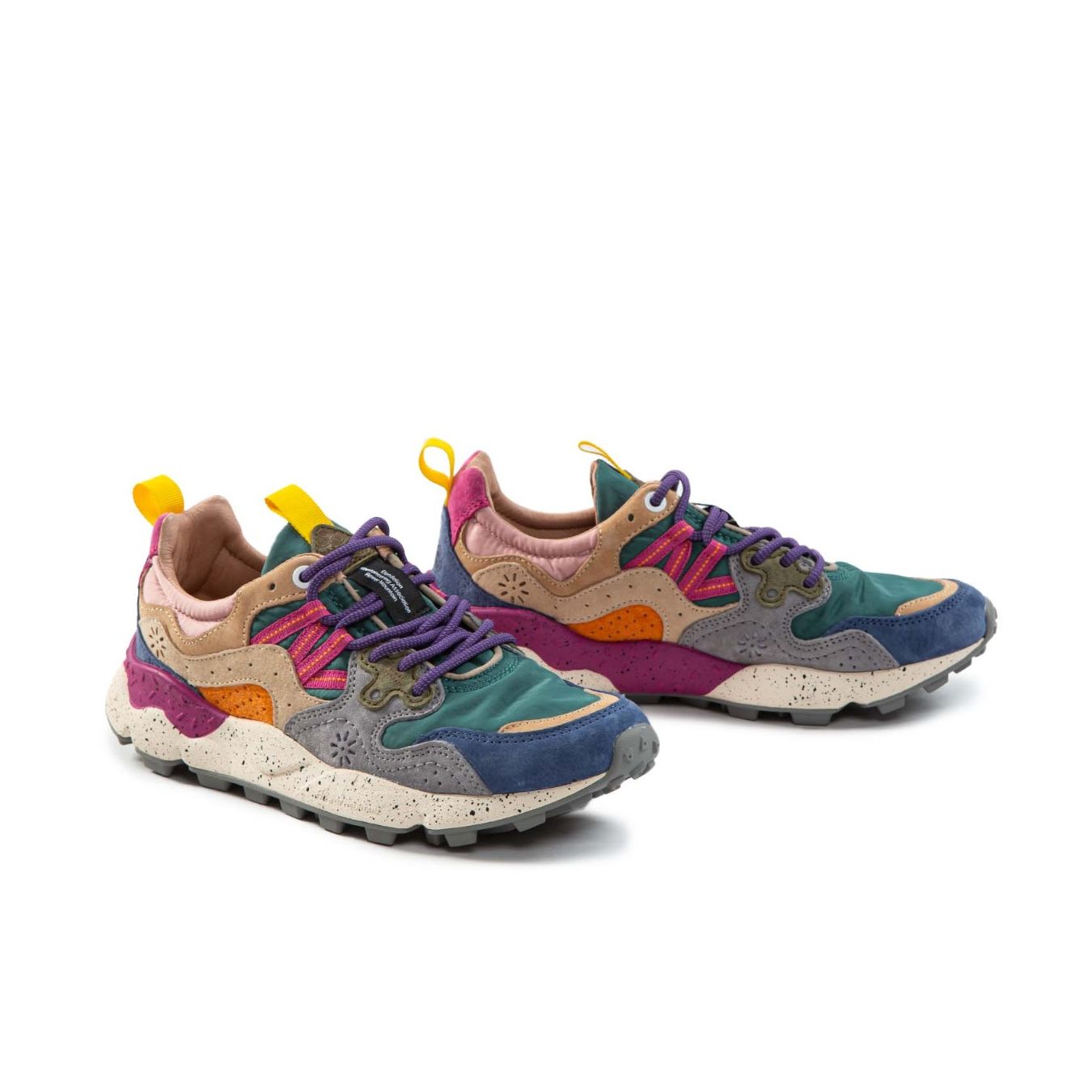 flower sneakers YAMANO con inserti verde petrolio 