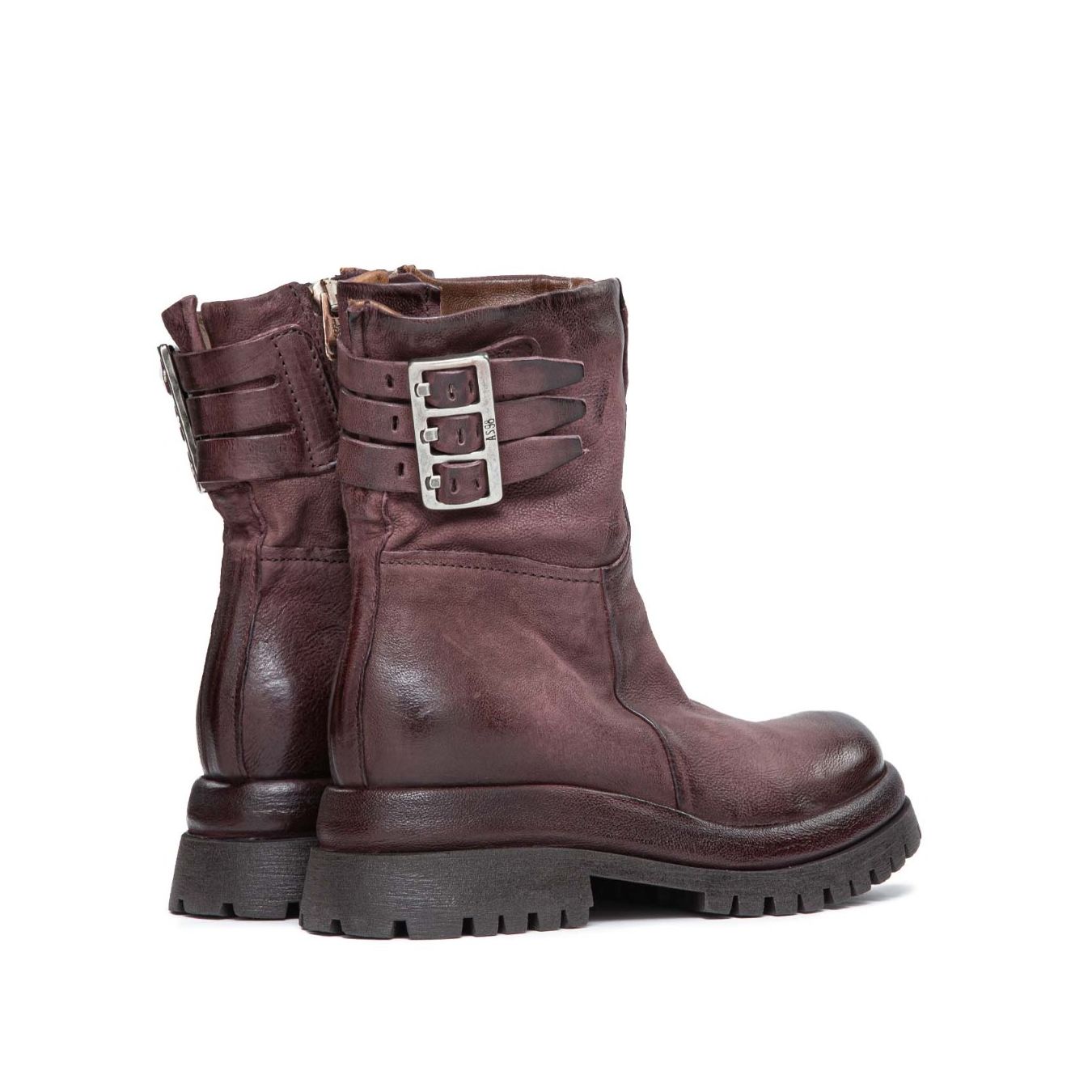 as98 3 fibbie stivaletto pelle bordeaux