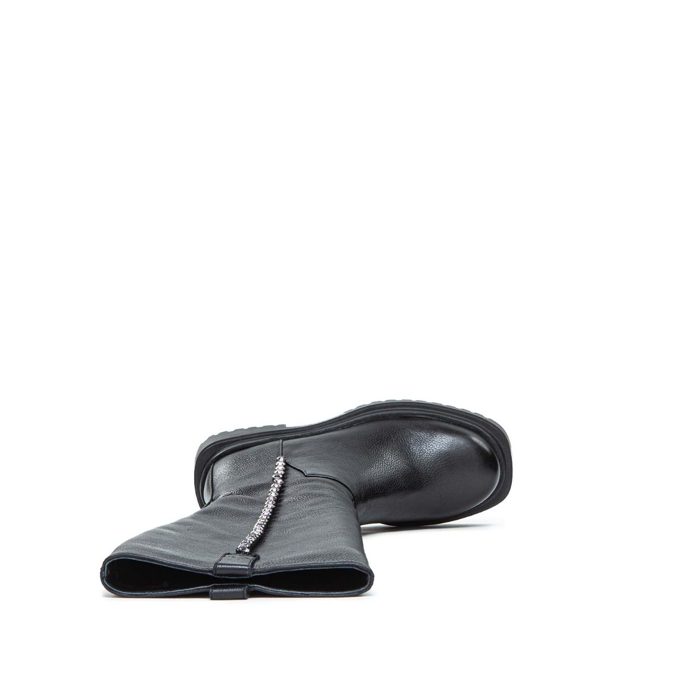 stivale pelle nera