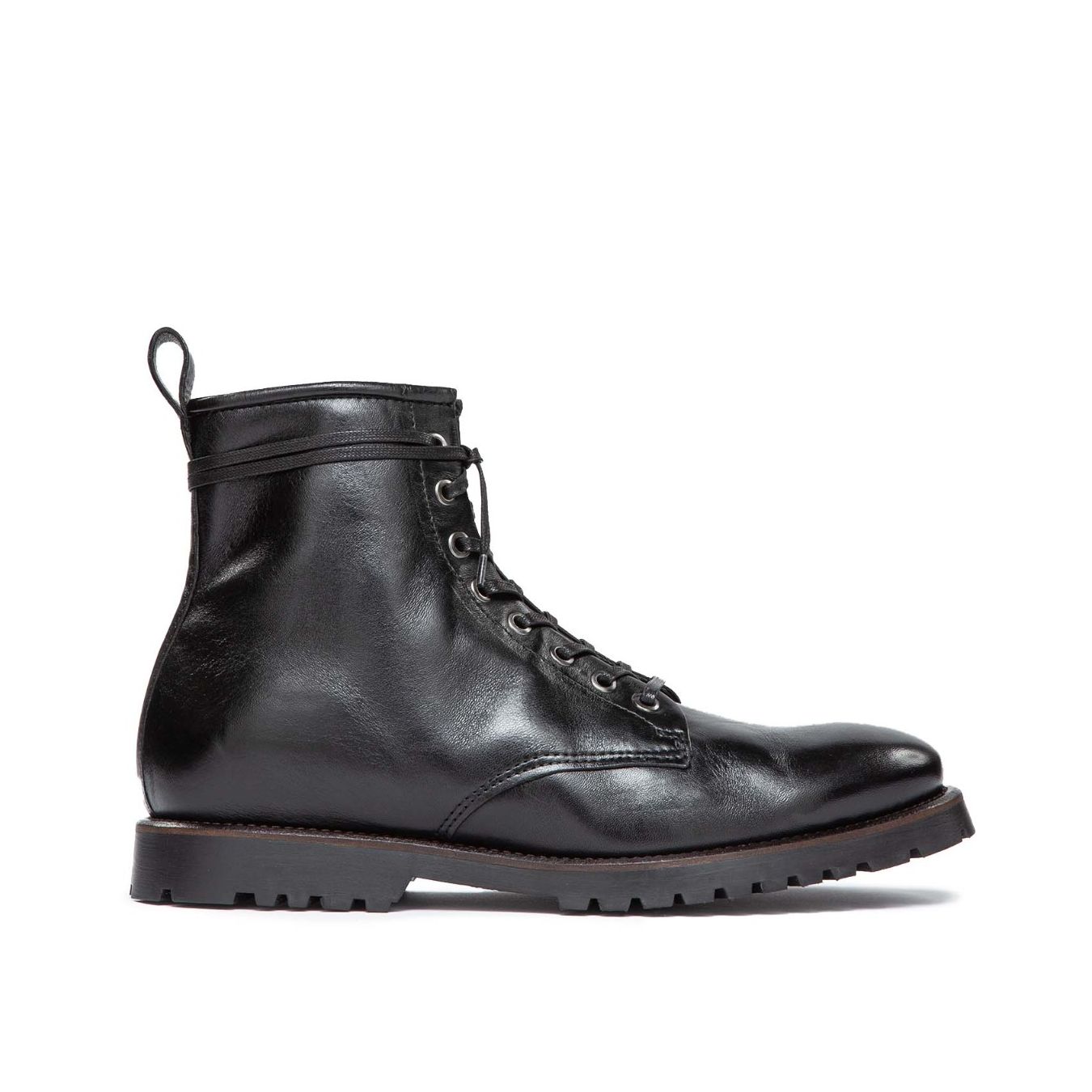 stivaletto lacci pelle nera