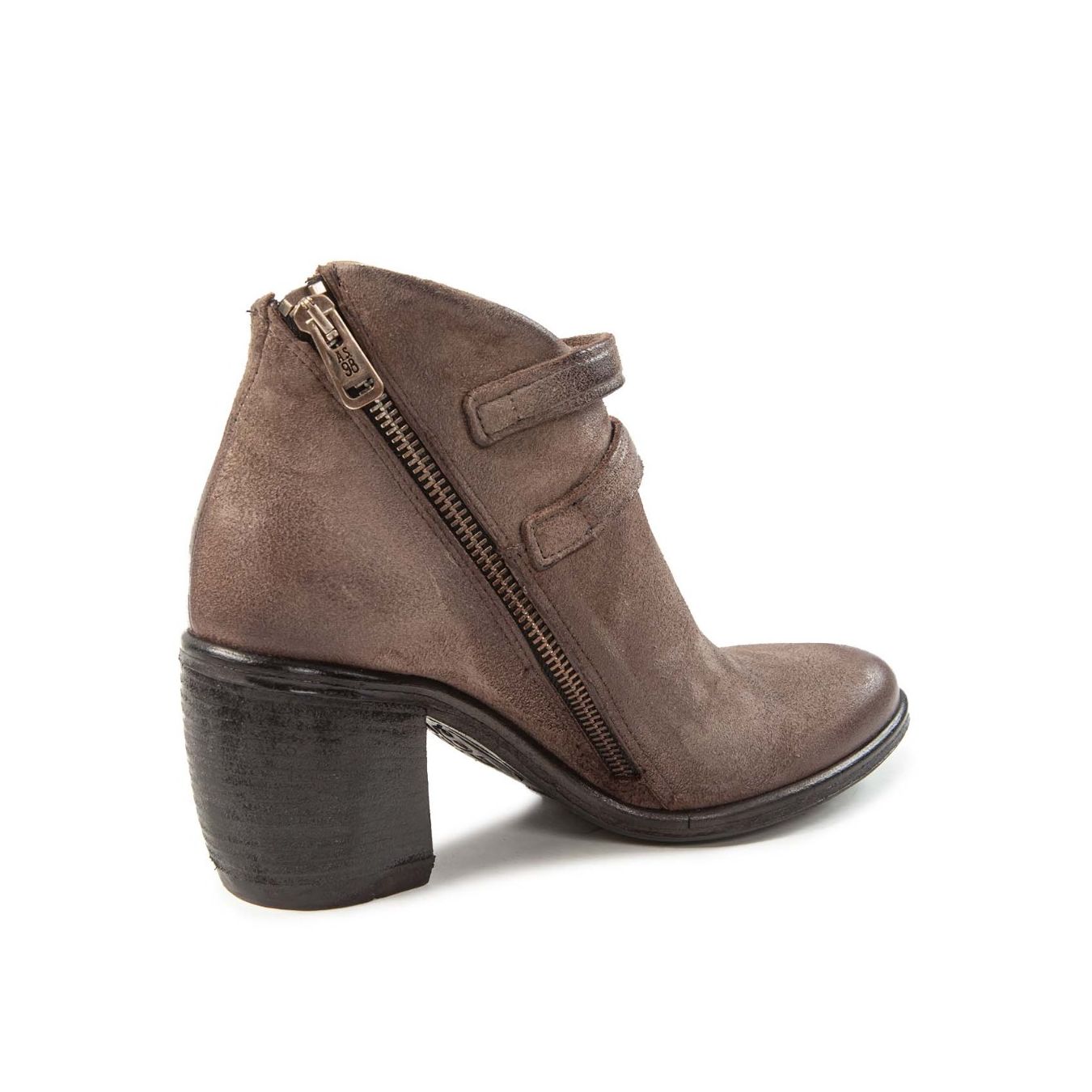 stivaletto RITHM fibbie in pelle smoke  cerniera
