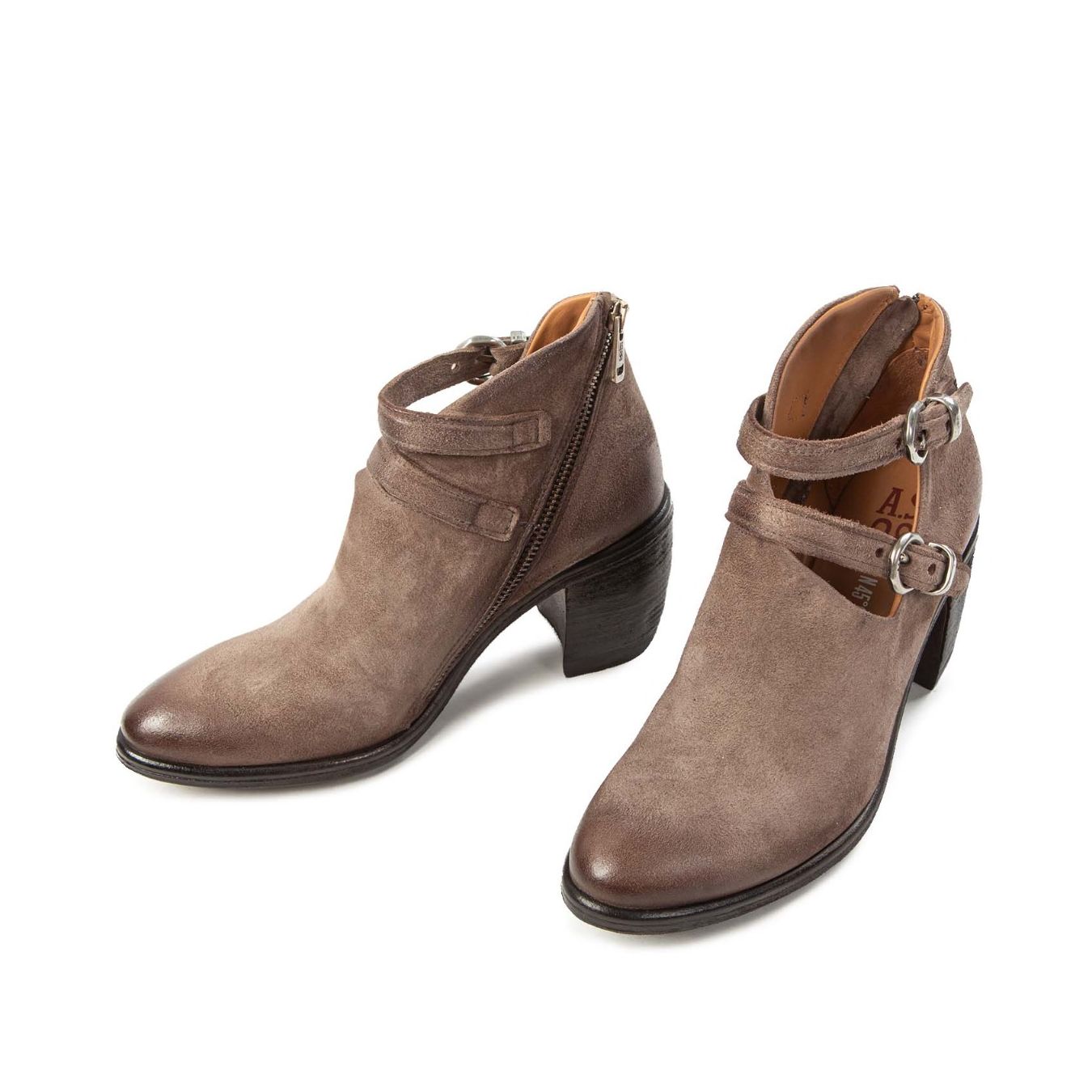 stivaletto RITHM fibbie in pelle smoke  davanti