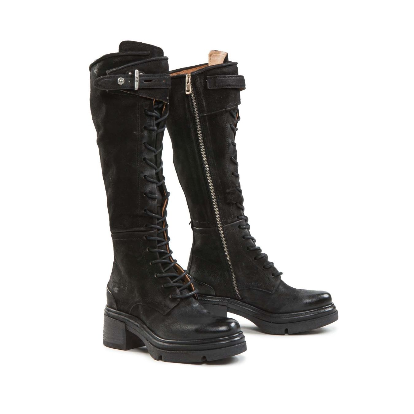stivali EASY in pelle nera zip