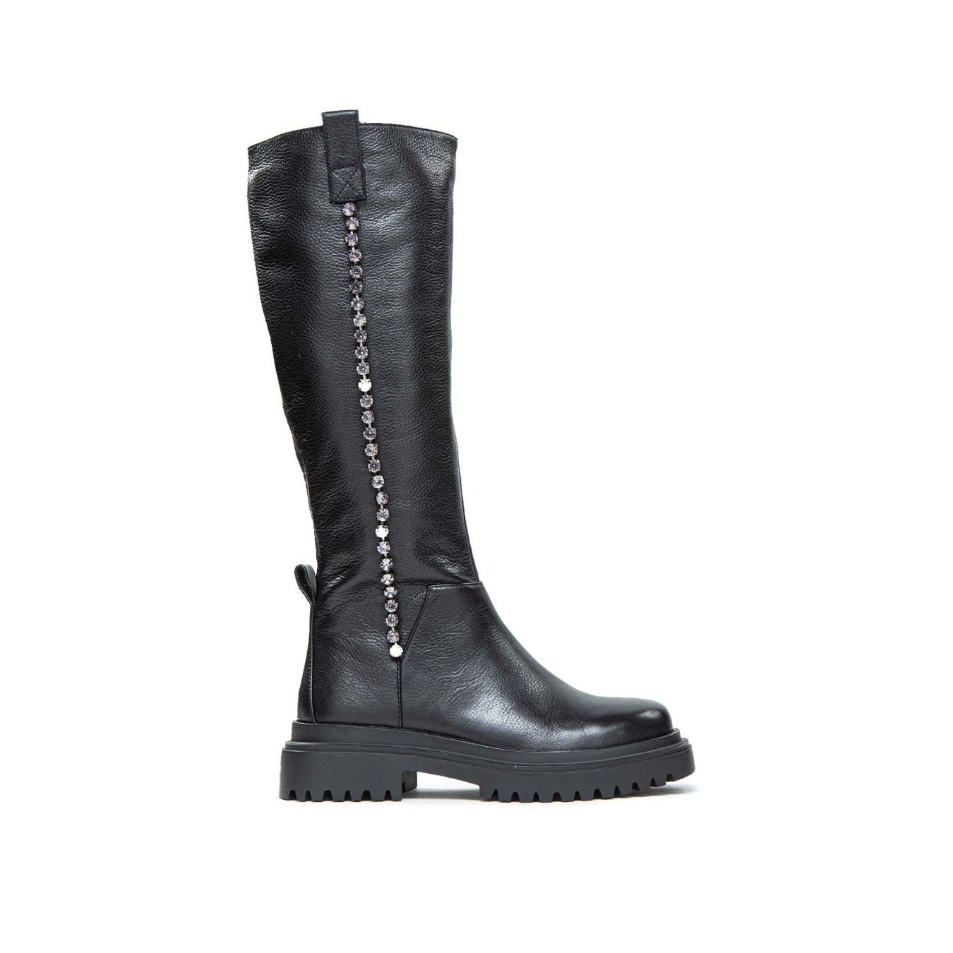stivale in pelle nera