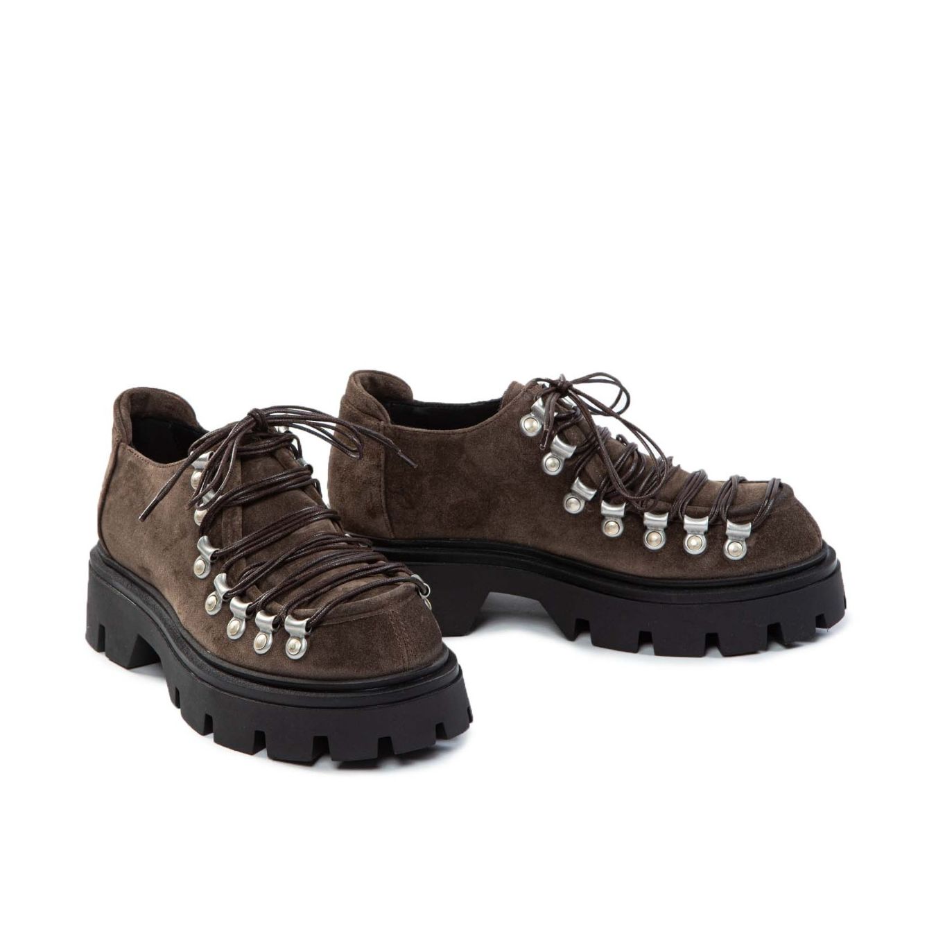 stringata PEDULA in camoscio fango sopra