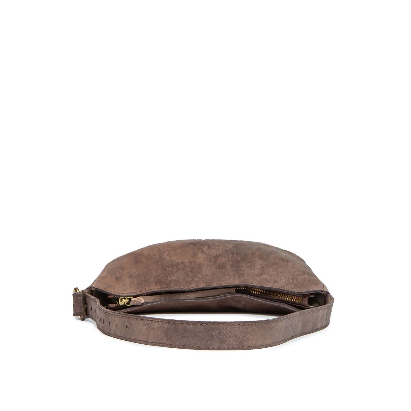 tagliovivo monospalla 90'S in pelle marrone zip