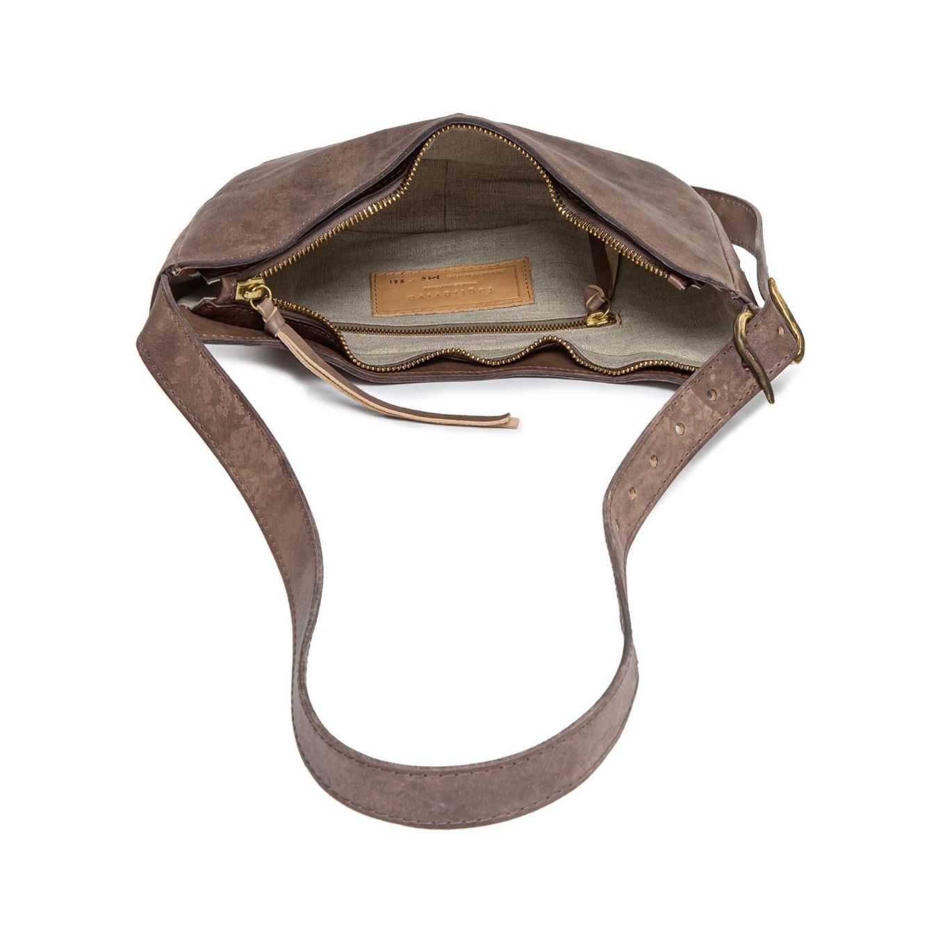 tagliovivo monospalla 90'S in pelle marrone aperta