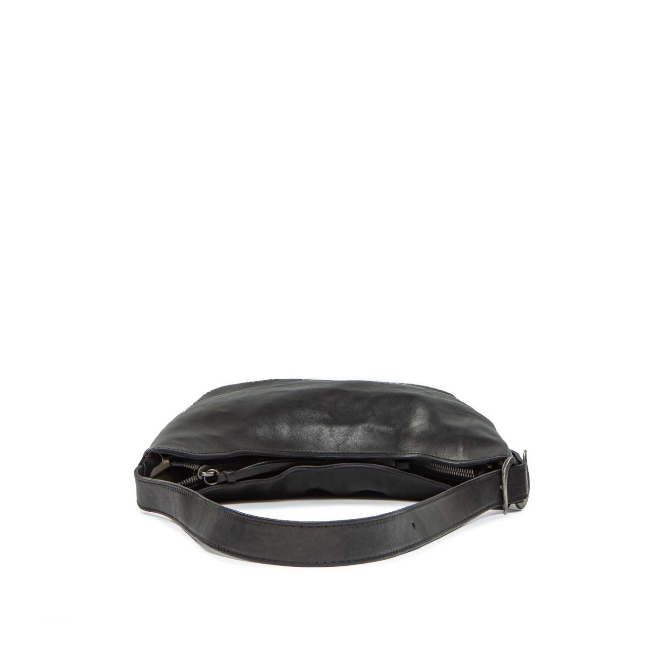 tagliovivo monospalla 90'S in pelle nera zip