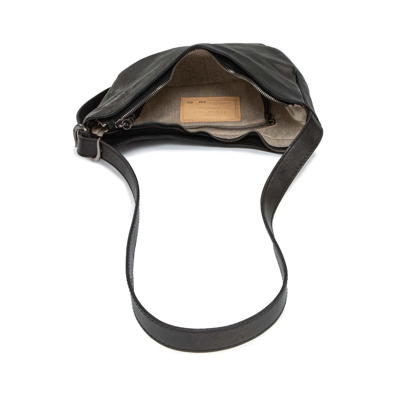 tagliovivo monospalla 90'S in pelle nera aperta