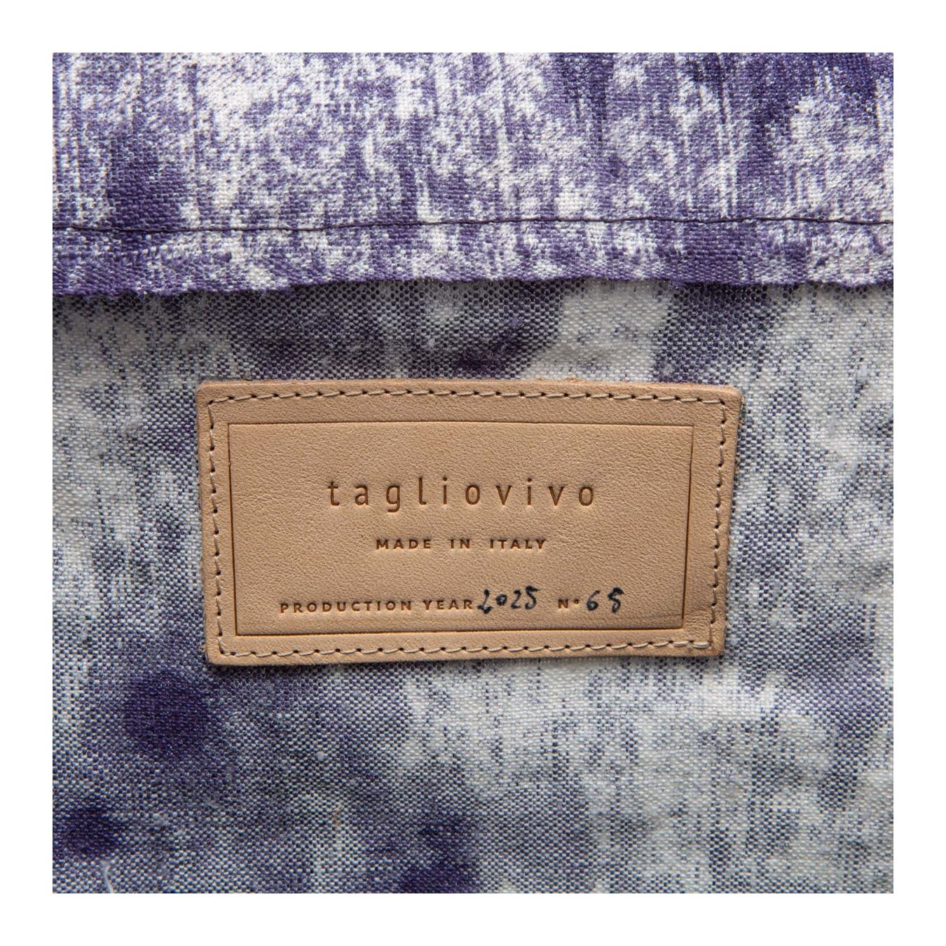 tagliovivo shopper HEMP in tessuto viola dettagli