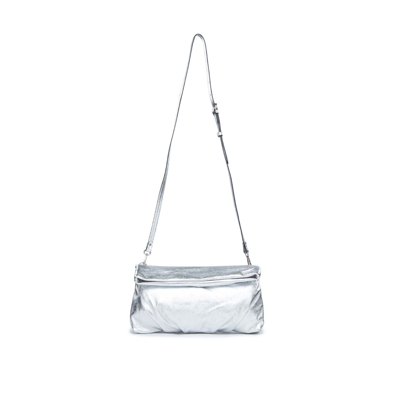 borsa a tracolla in pelle argento