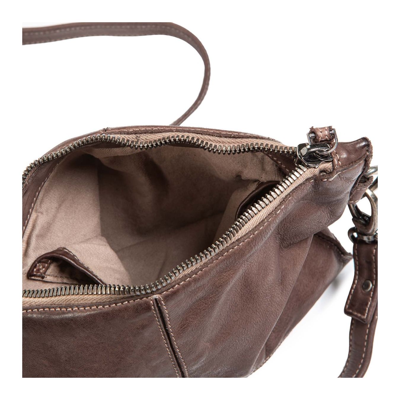 tracolla TRILLY in pelle dark taupe 101 meme interno
