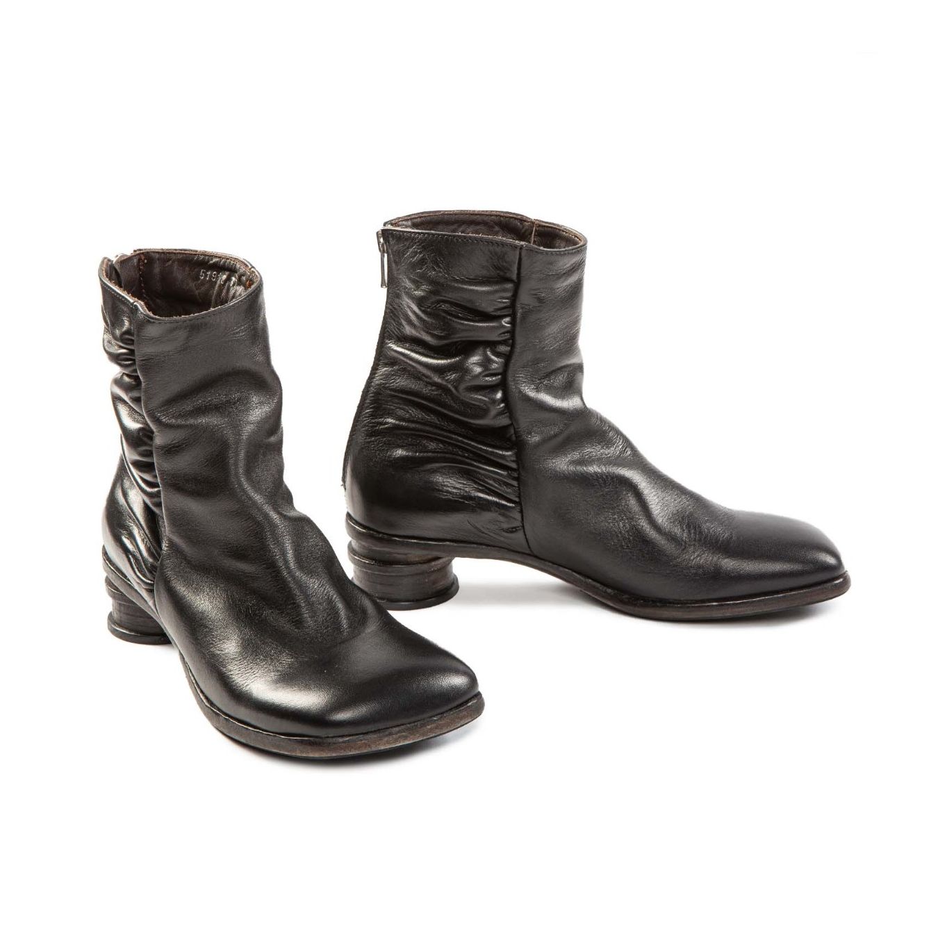 tronchetti arricciati tacco tondo nero  lato