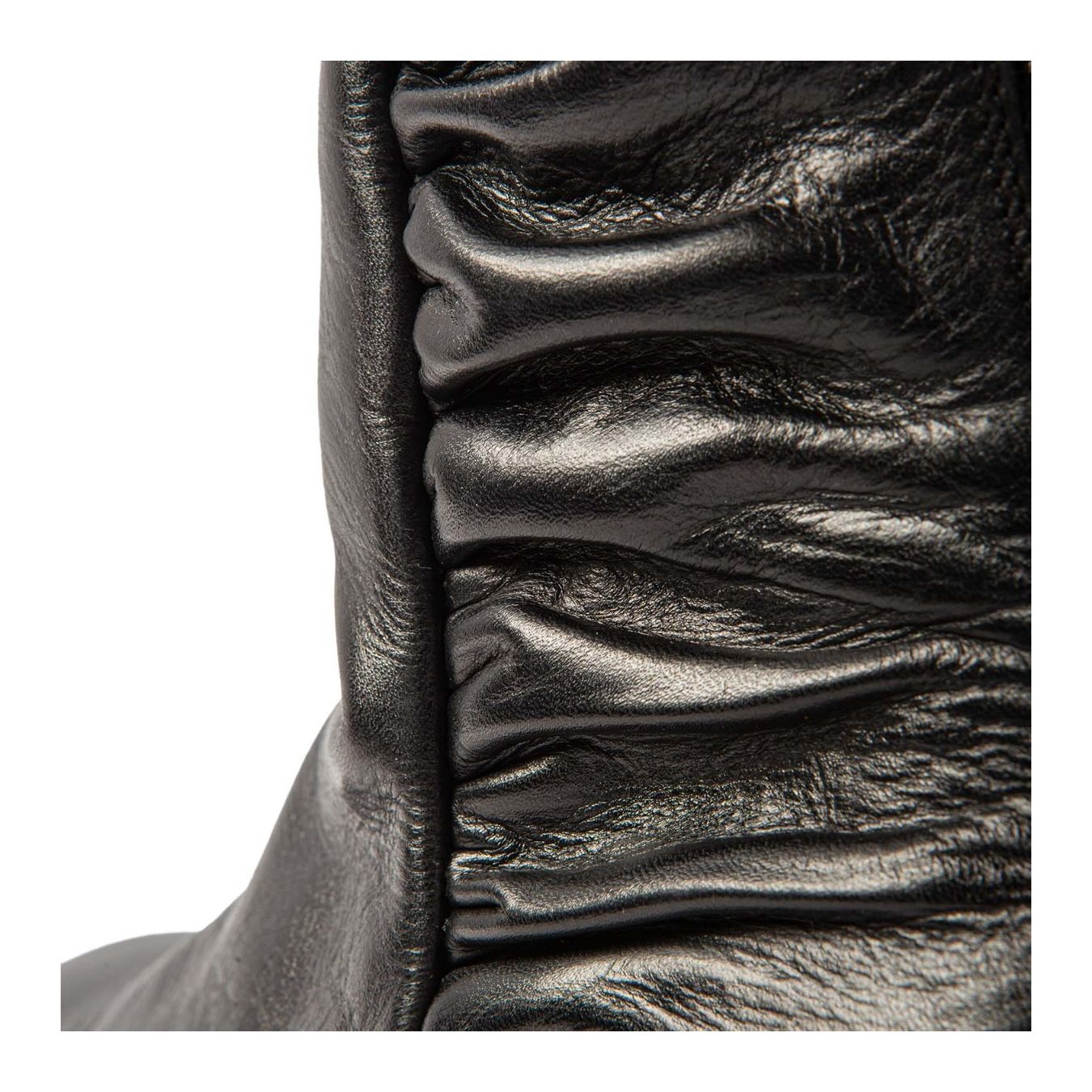 tronchetti arricciati tacco tondo nero  pelle