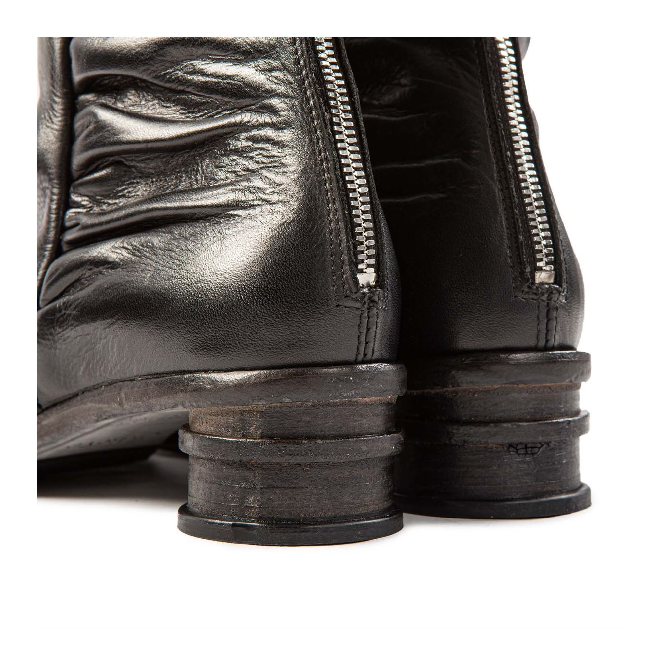 tronchetti arricciati tacco tondo nero  dietro