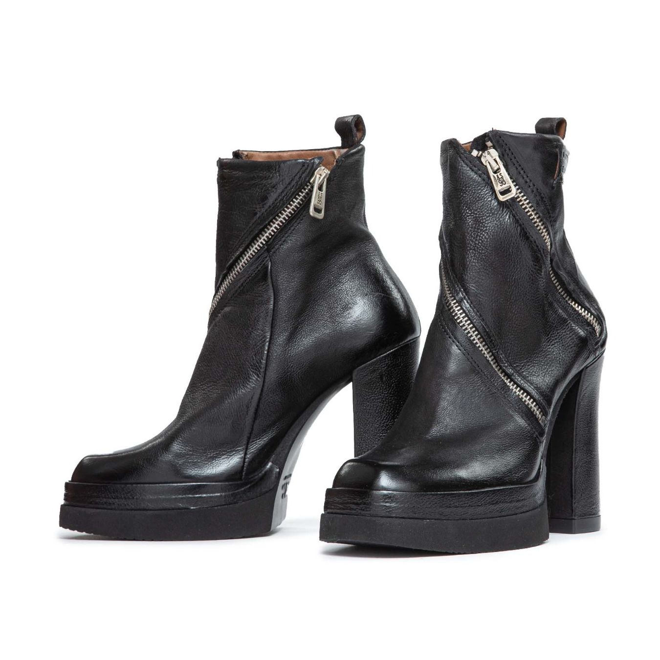 stivaletto pelle nera as98