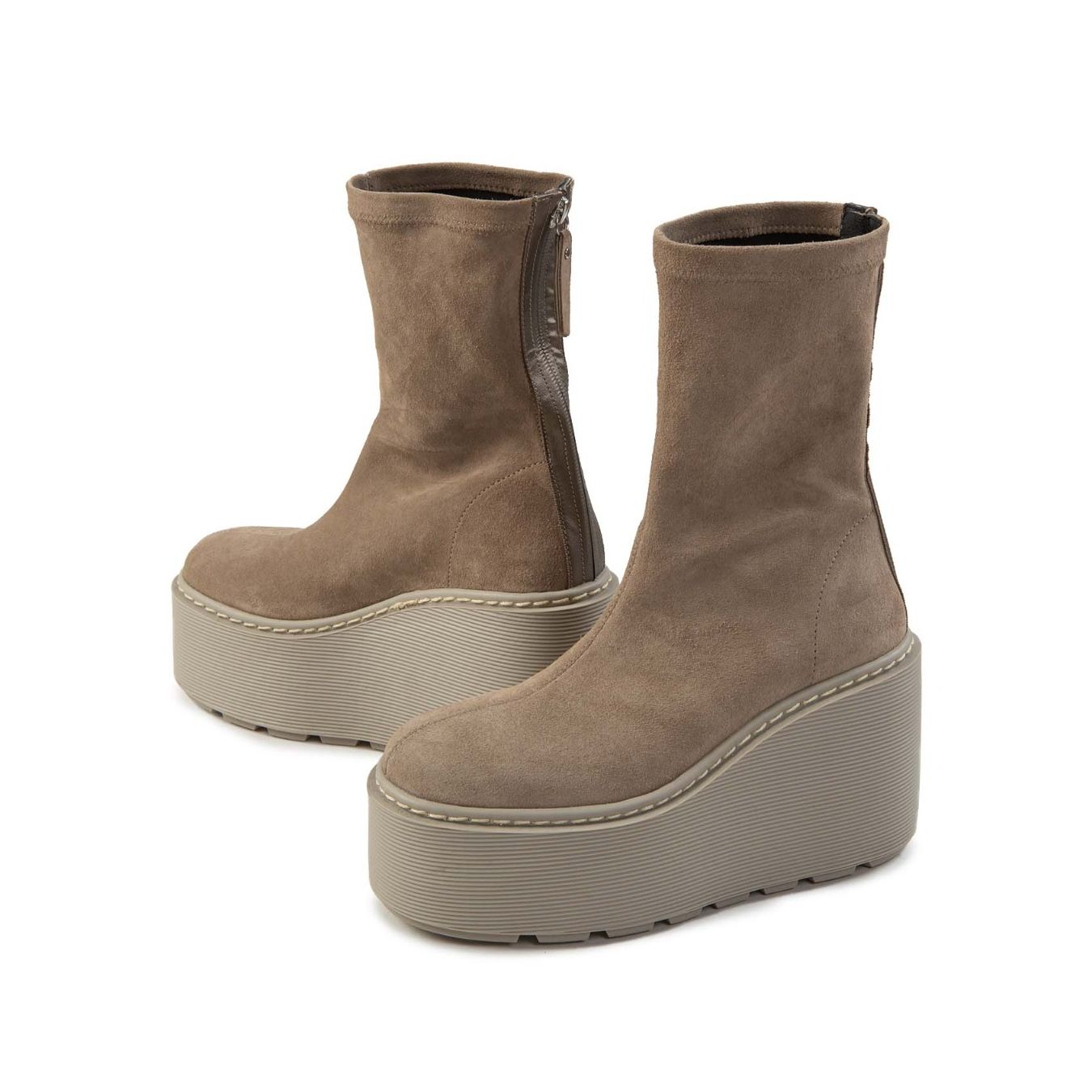 tronchetti con zeppa in camoscio safari lato