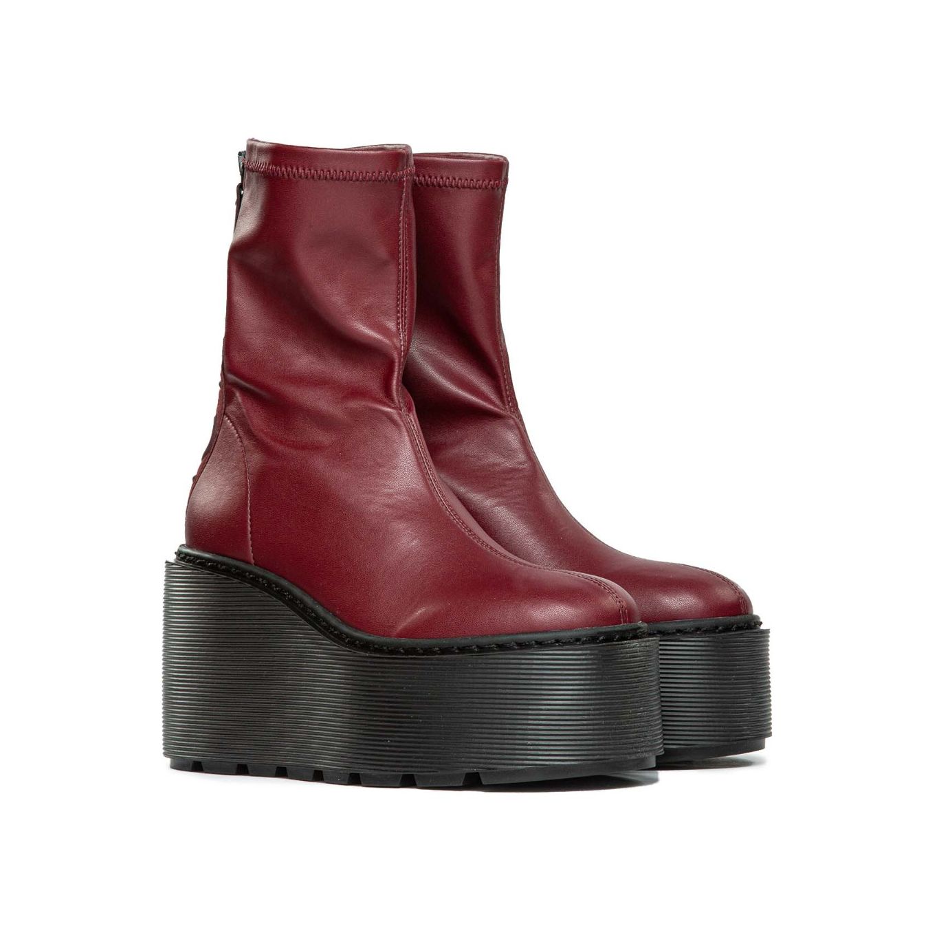 tronchetti con zeppa in pelle bordeaux