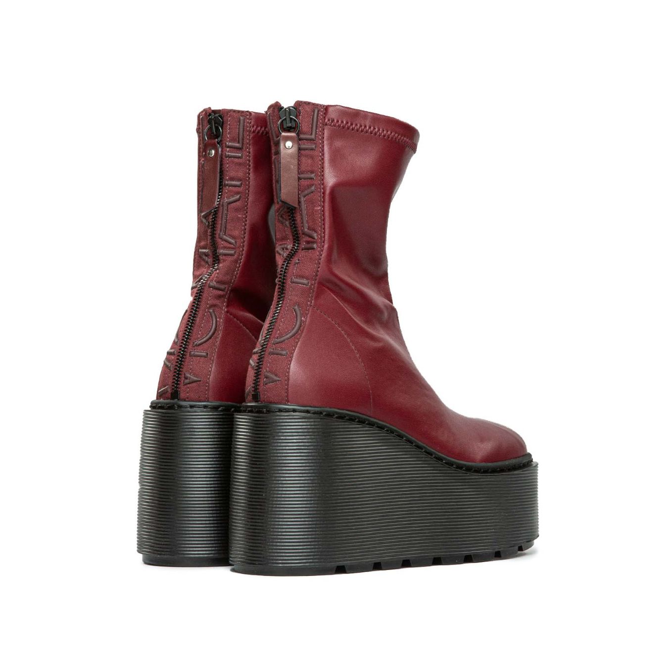 tronchetti con zeppa in pelle bordeaux