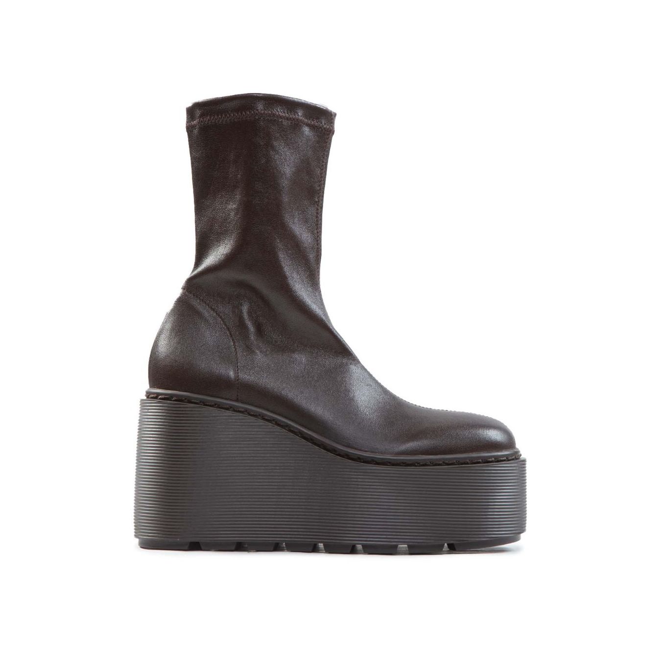 tronchetti con zeppa in pelle dark brown 