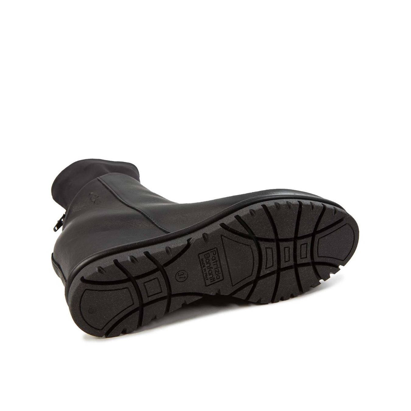 tronchetti JUN con zeppa in pelle nera suola