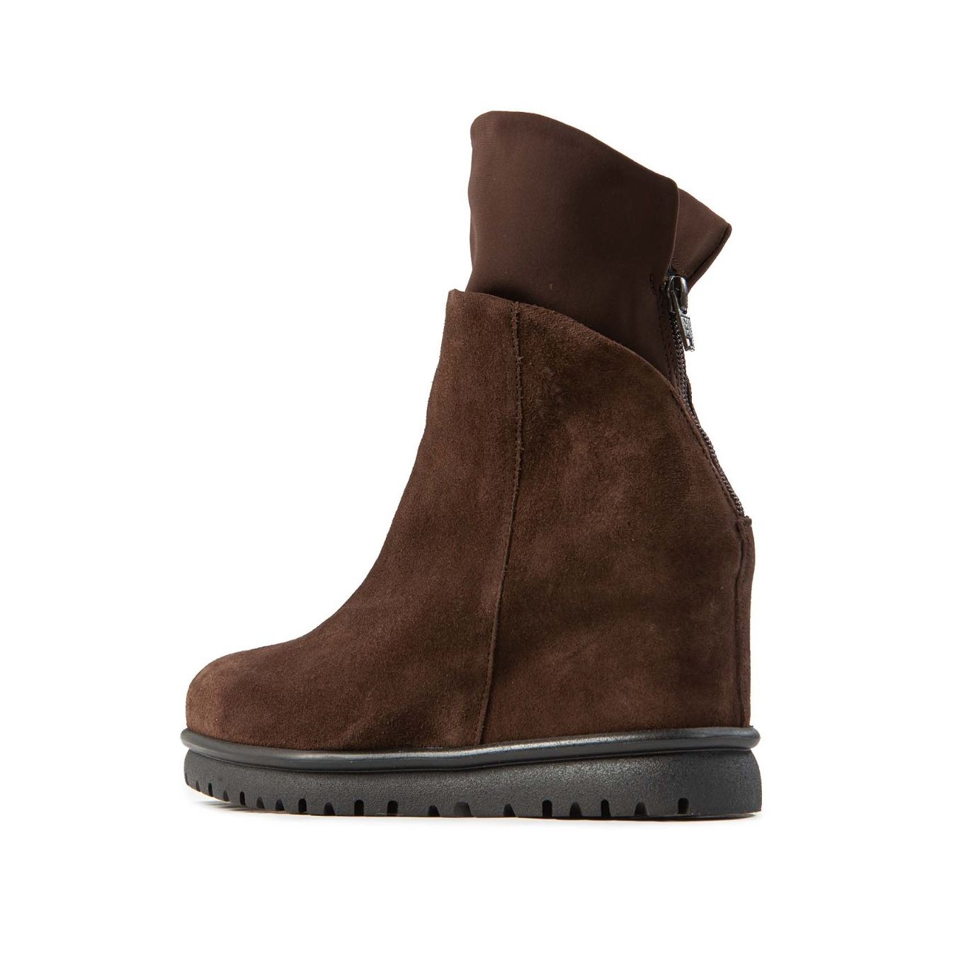 tronchetti JUN con zeppa in suede marrone lato