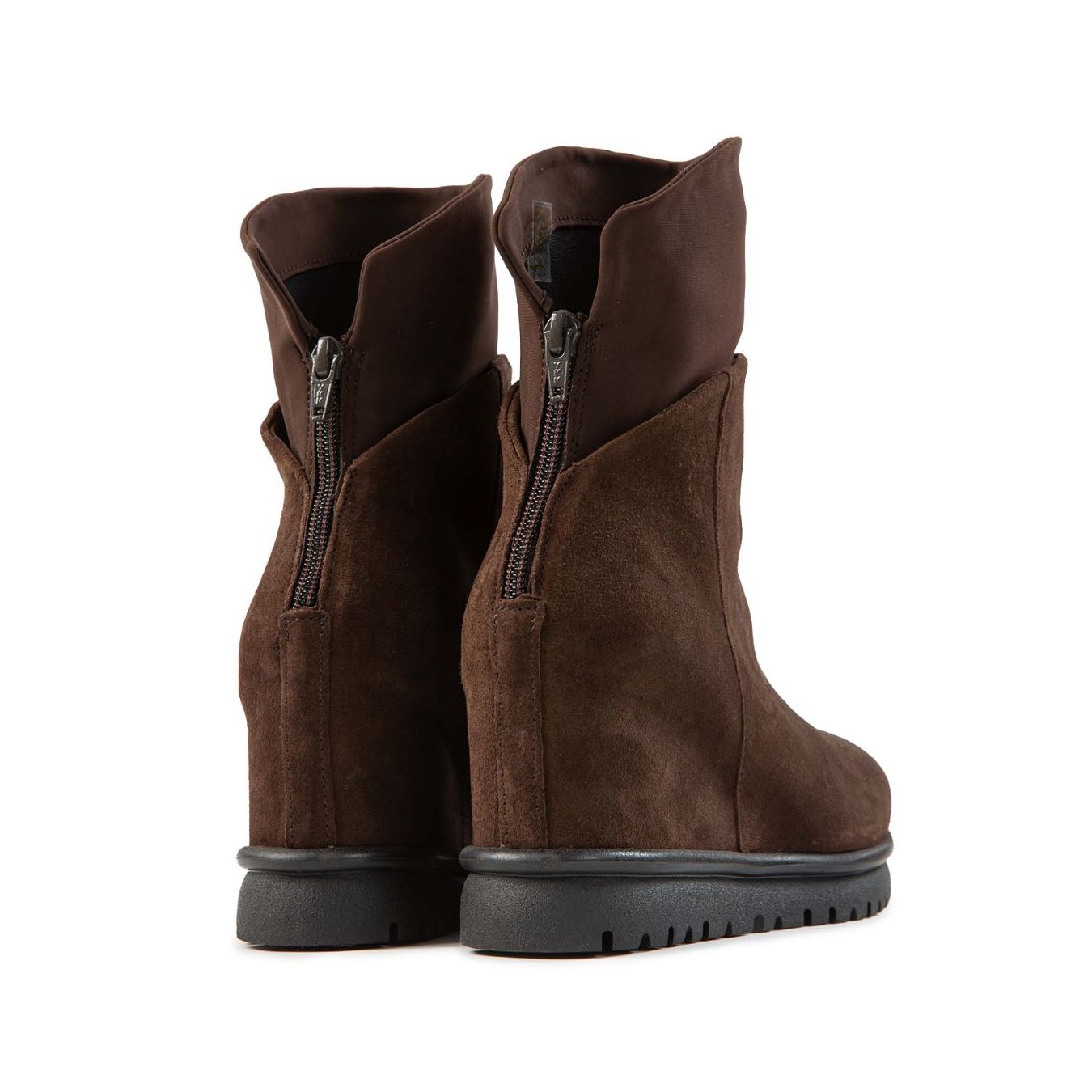 tronchetti JUN con zeppa in suede marrone  zip