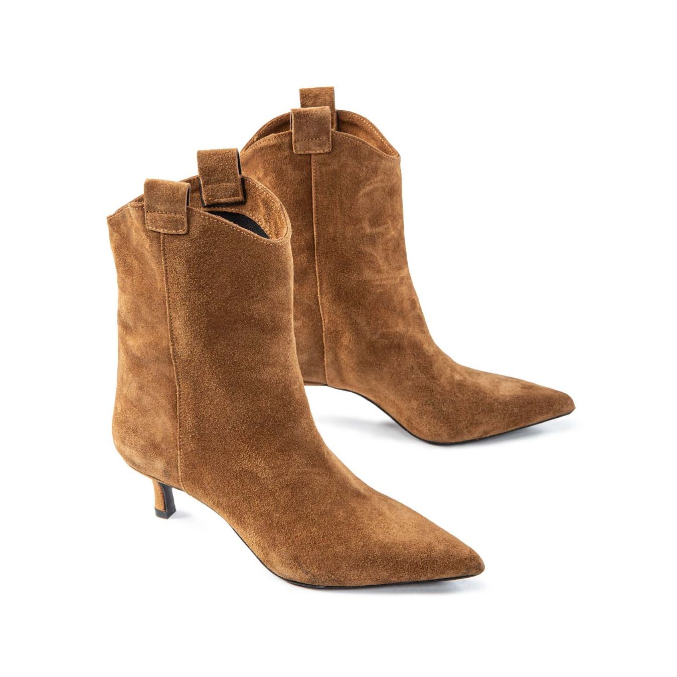 tronchetti tacco stiletto in camoscio beige  lato