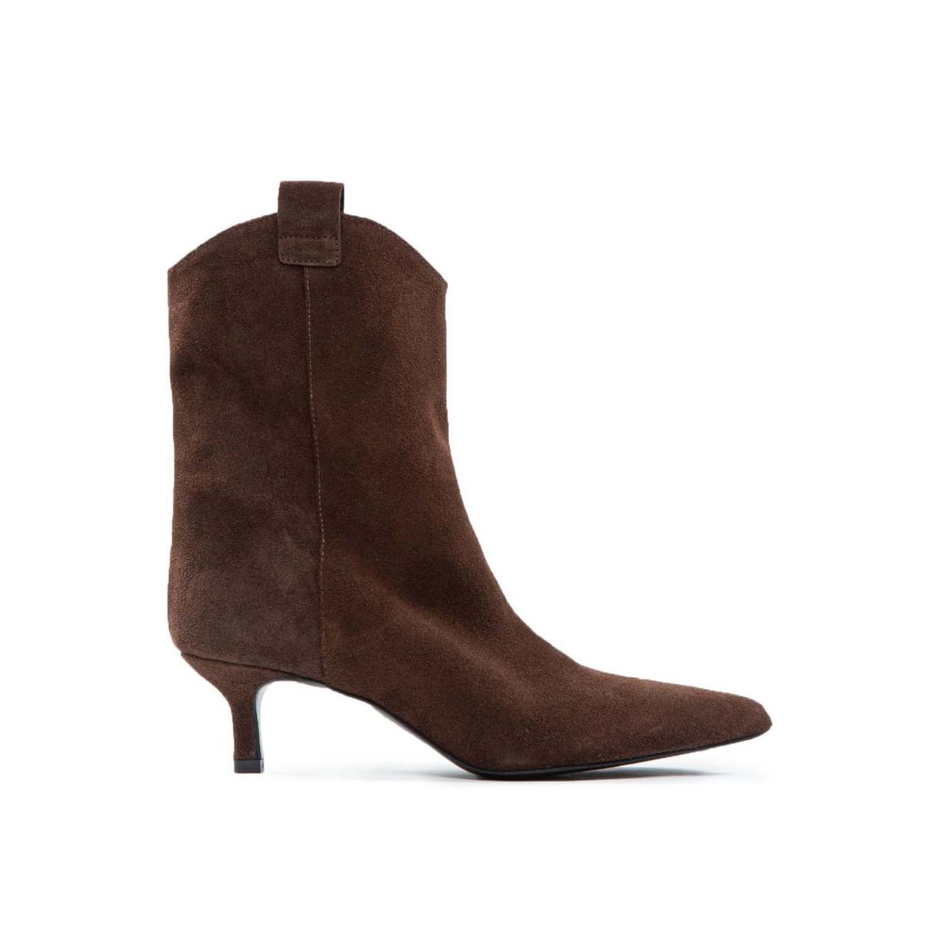 tronchetti tacco stiletto in camoscio marrone