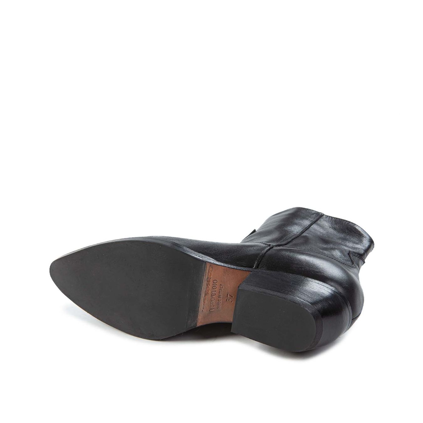 tronchetto texano in pelle nera suola