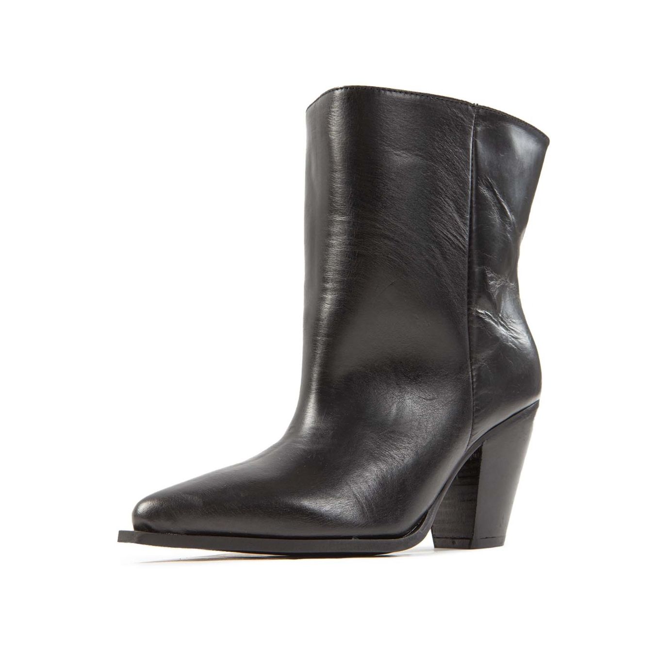 tronchetto tubo in pelle nera  davanti