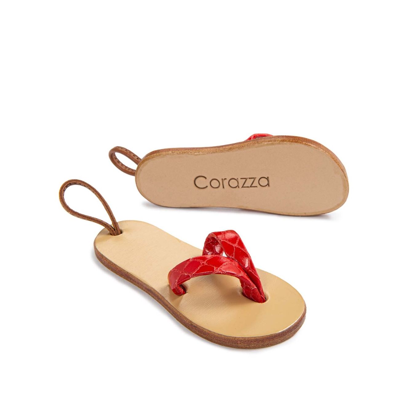 UMA x Corazza portachiavi in pelle rosso