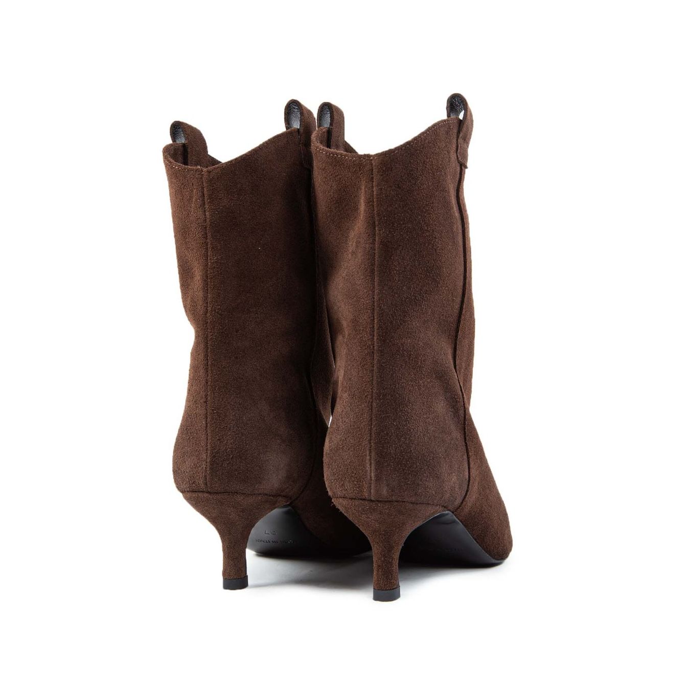 tronchetti tacco stiletto in camoscio marrone dietro