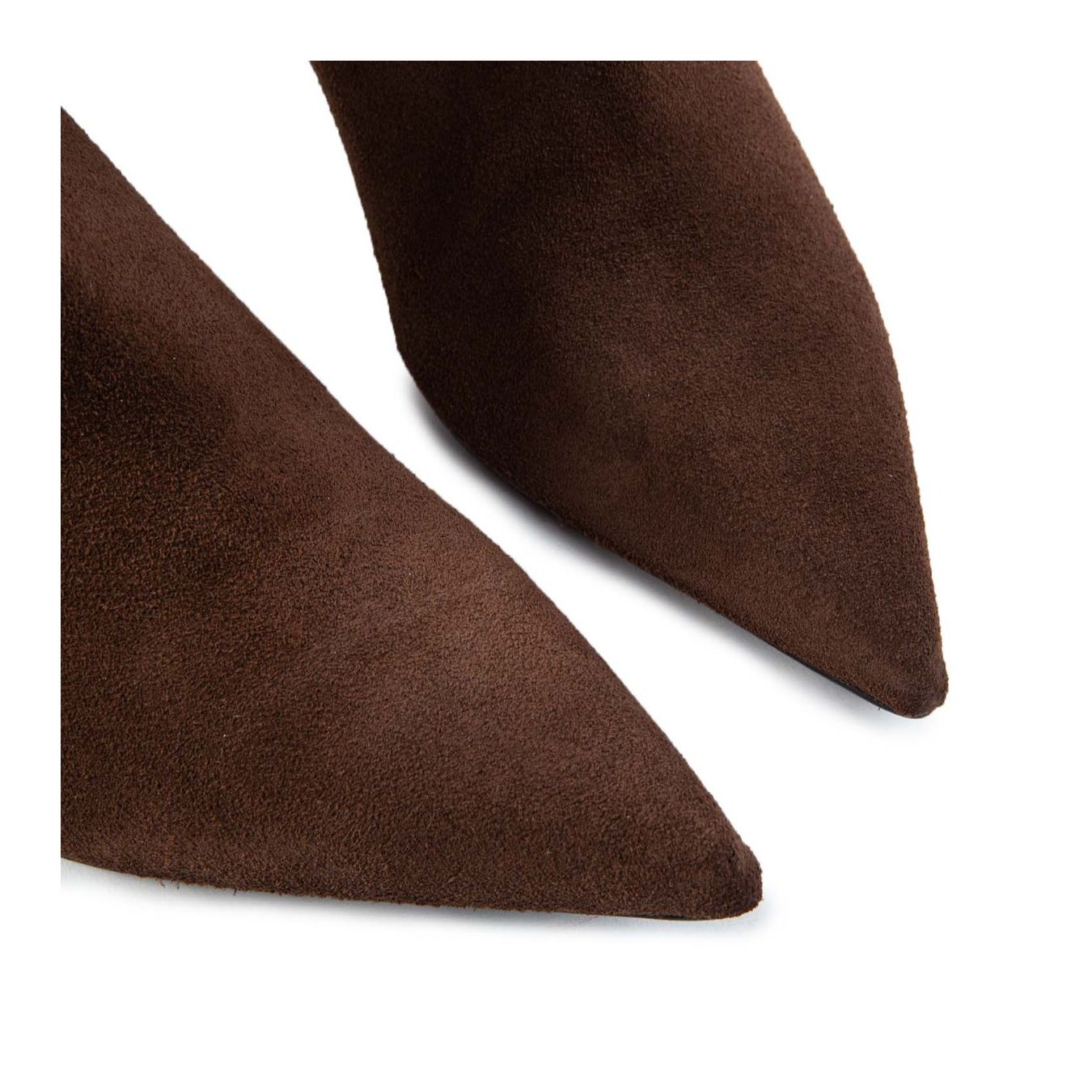 tronchetti tacco stiletto in camoscio marrone punta