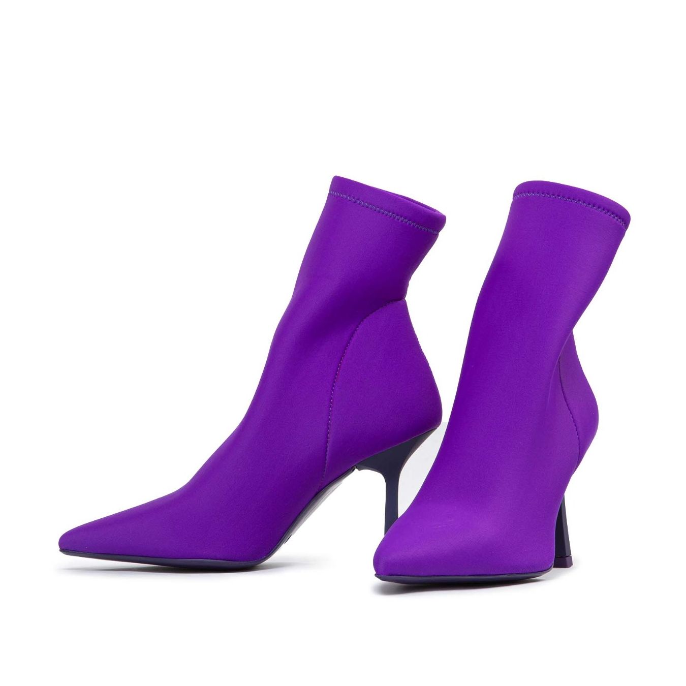 stivaletto stretch viola tacco a spillo