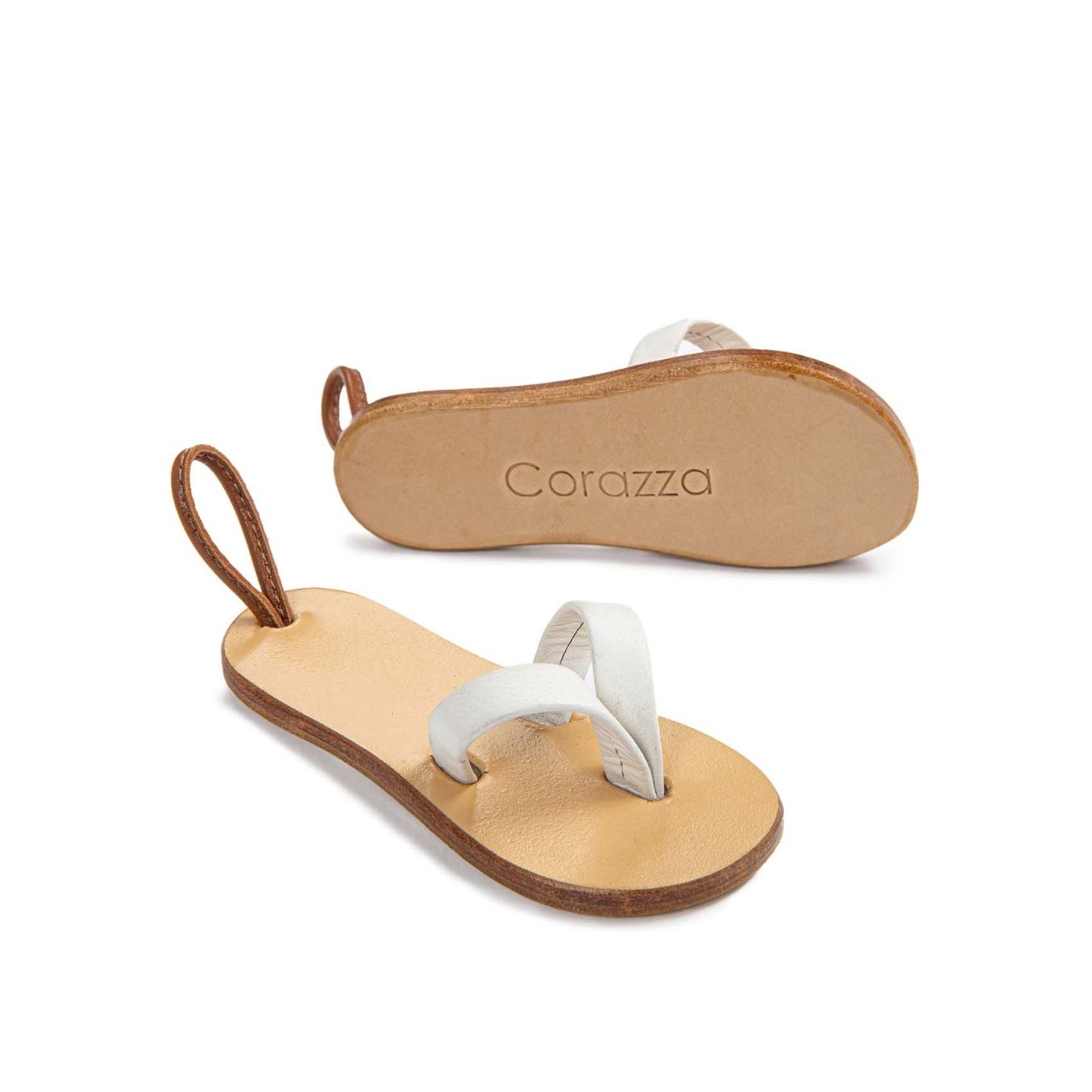 UMA x Corazza portachiavi in pelle bianco