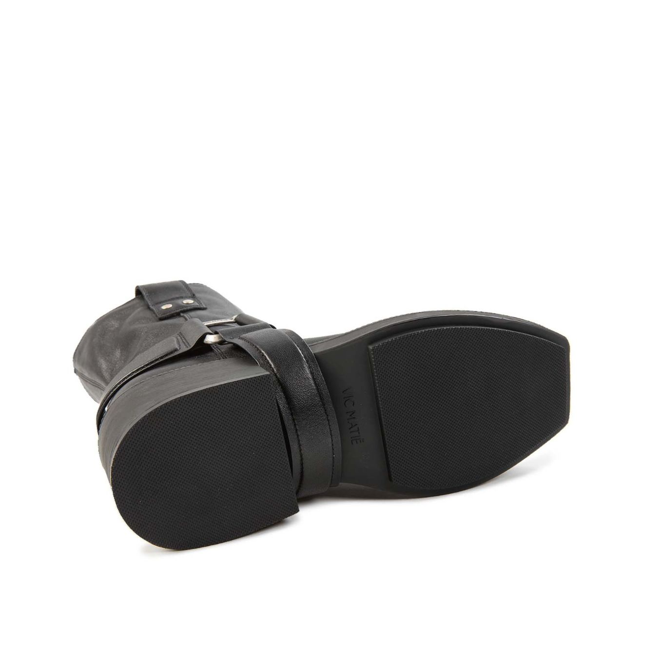 vic matie biker con gancio in metallo in pelle nera  suola